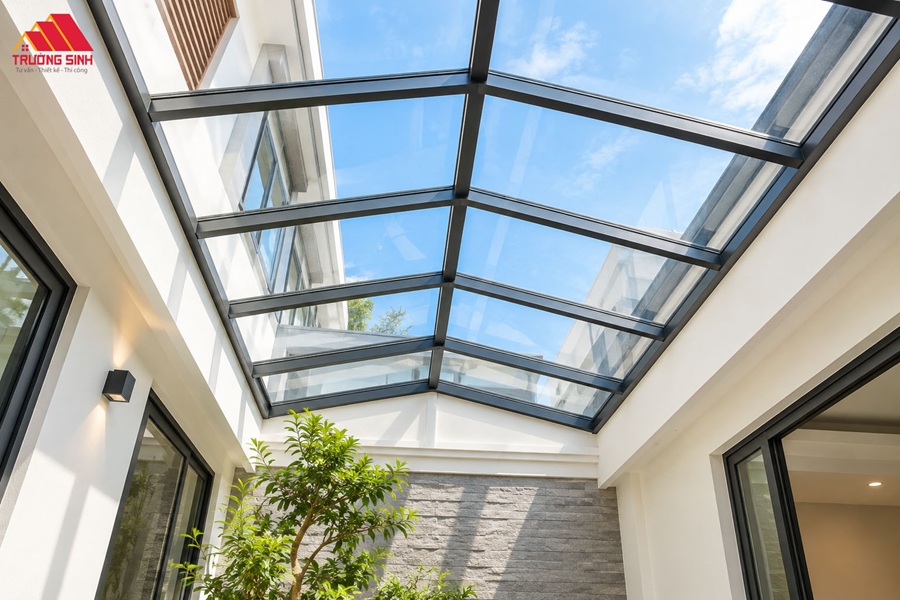 Mái kính giếng trời đẹp, lấy sáng hiệu quả